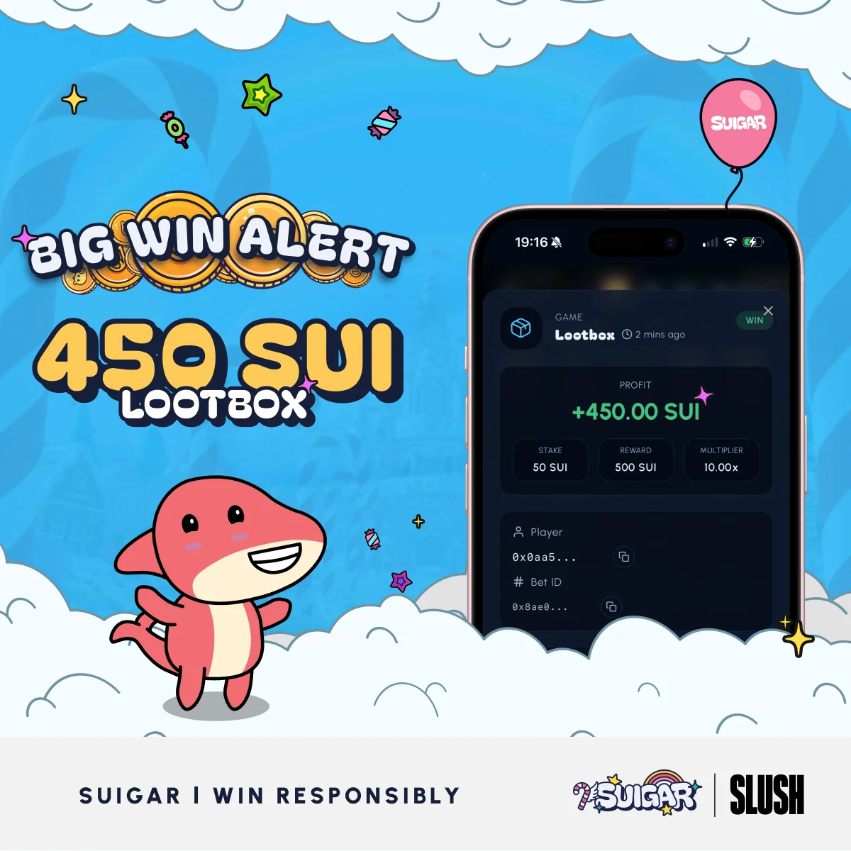 Suigar Lootbox Win 450 SUI